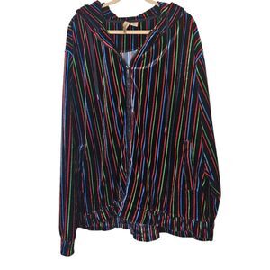 Godbody 1990's velour hoodie, oversized striped zip up. Size 2XL